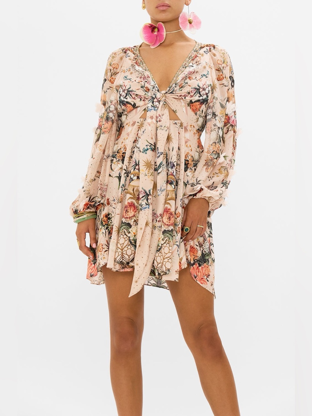 CAMILLA Rose Garden Print Short Wrap Tie Dress - Picture 4 of 9
